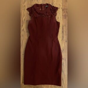 Express Fitted Maroon with Lace Dress